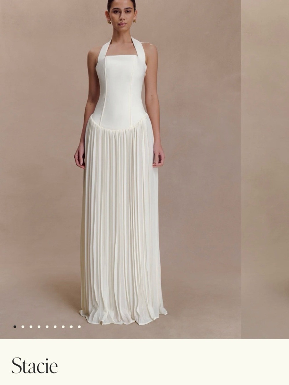 Meshki Stacie Pleated Halter Maxi Dress